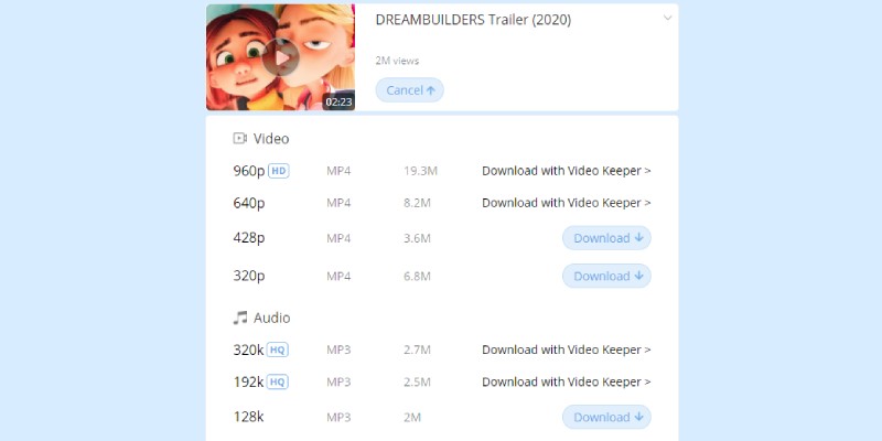 online downloader download options