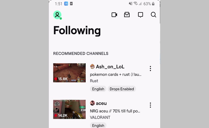 youtube app alternative twitch android interface