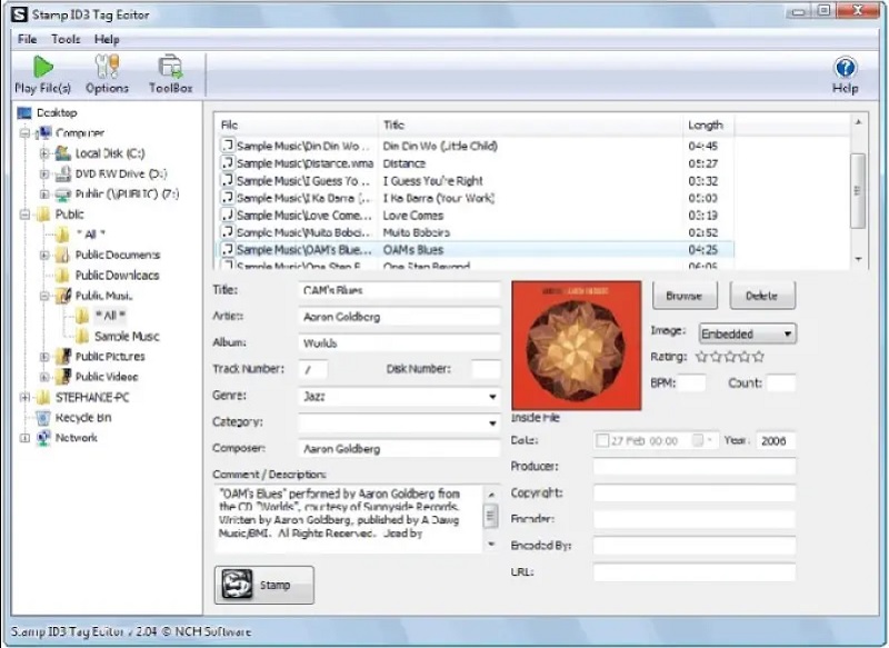 edit mp3 tag using stamp id3 tag editor