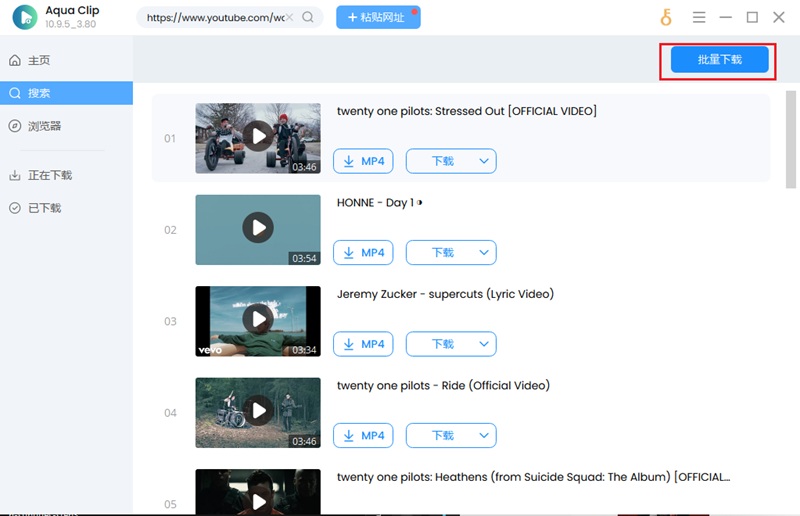 在搜索框中粘贴 YouTube 链接