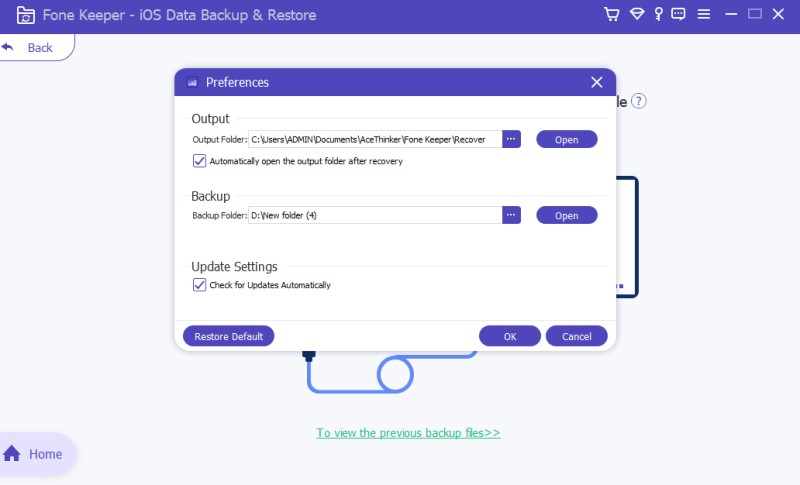 change the iphone backup location