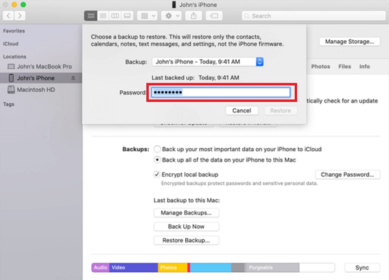 restore safari history using itunes backup