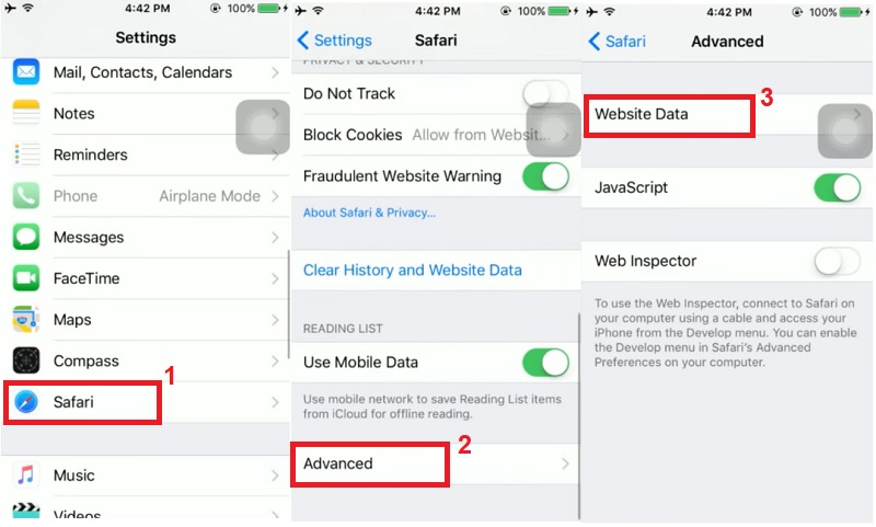 recover safari history under iphone settings app