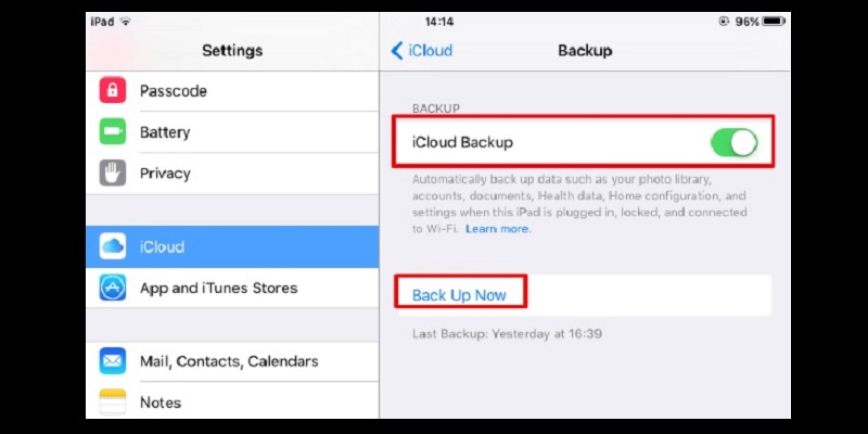 enable icloud backup