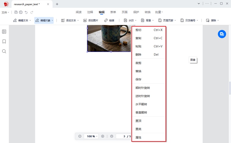 编辑 PDF 图片