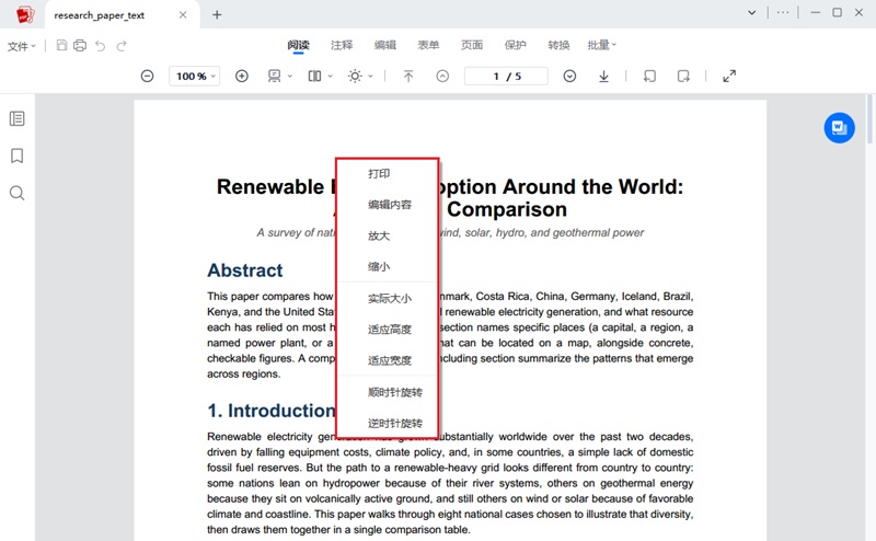 调整 PDF 显示比例