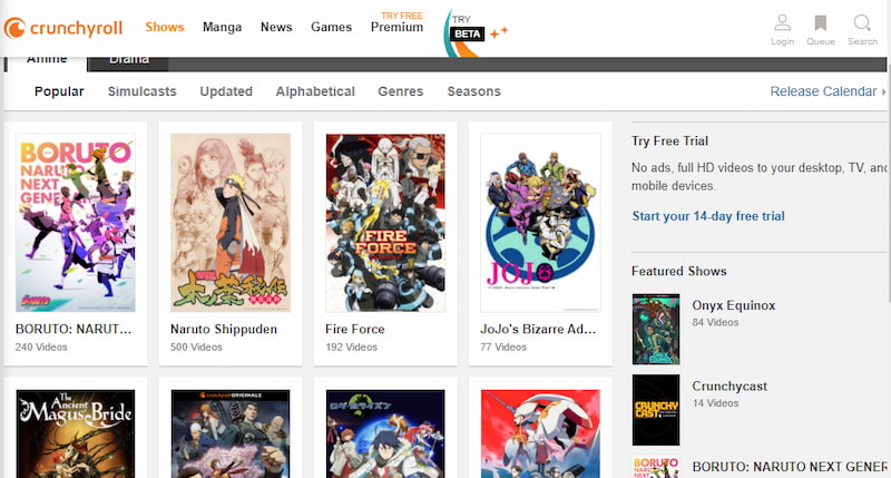 best anime sites crunchyroll