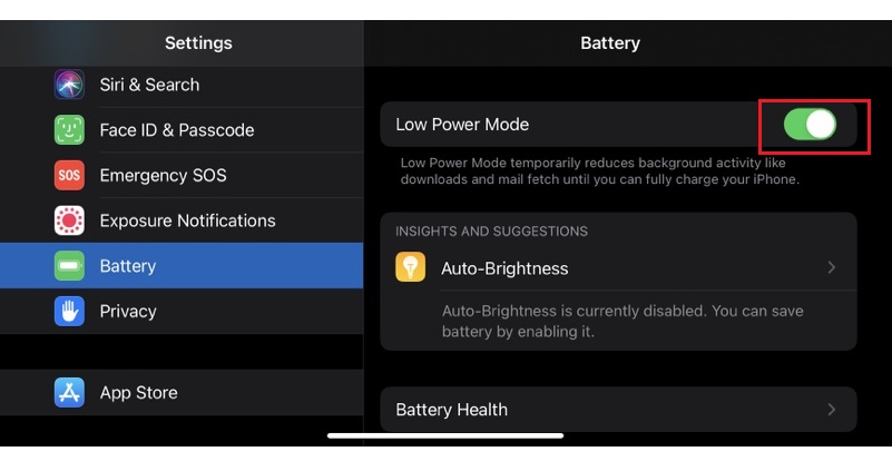 powersavingmode ios