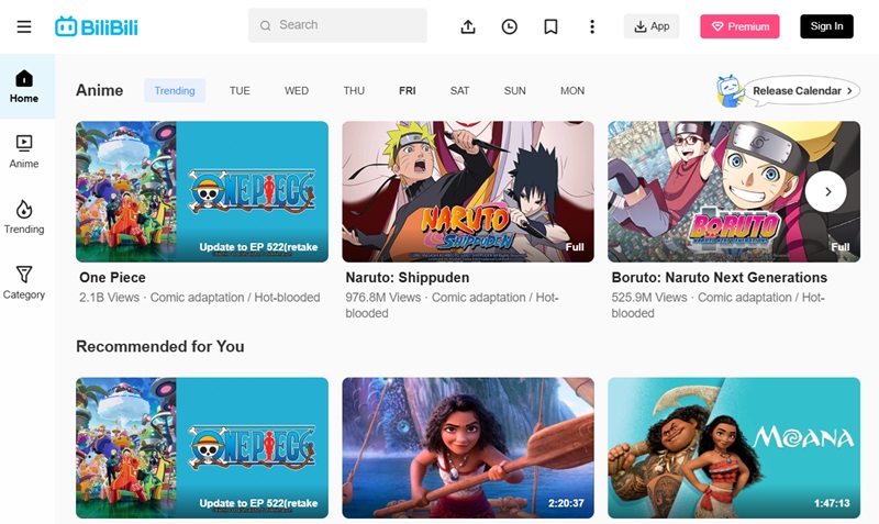 best anime websites bilibili homepage