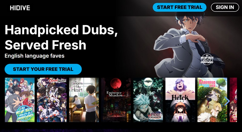 hidive homepage