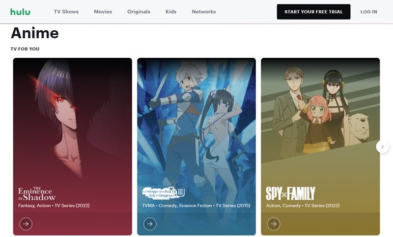 hulu anime section