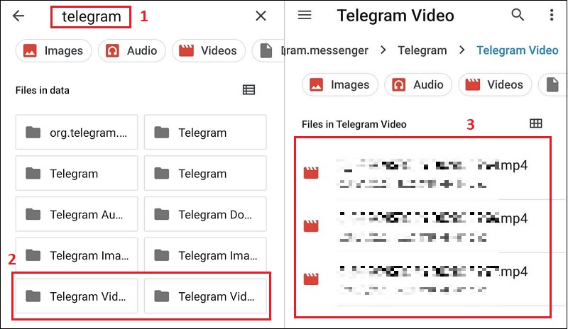 file manager telegram videos