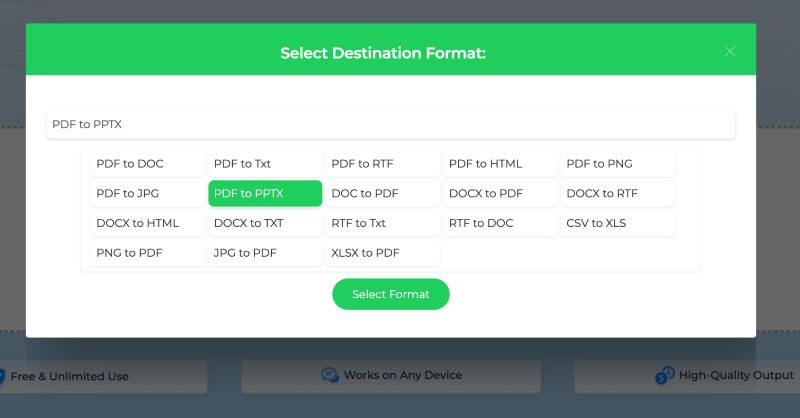 选择 PPT 为输出格式