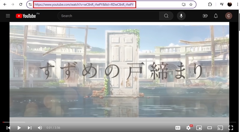 copy youtube video url