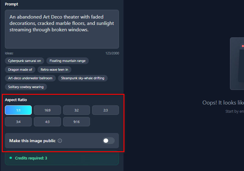 select an aspect ratio