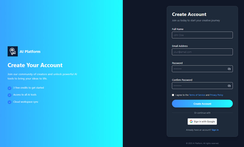 create an account