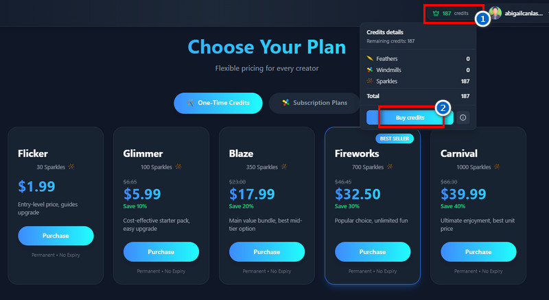 buy more credits
