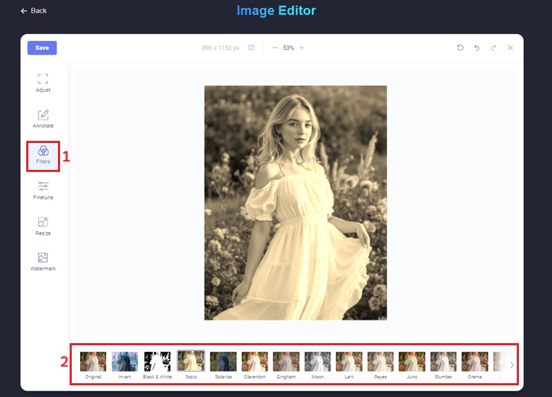 apply filter on an image