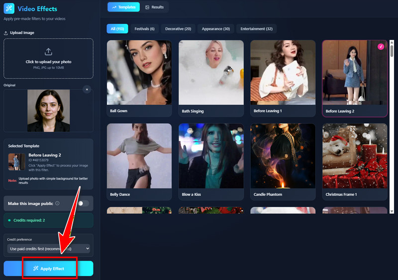 apply the video effect