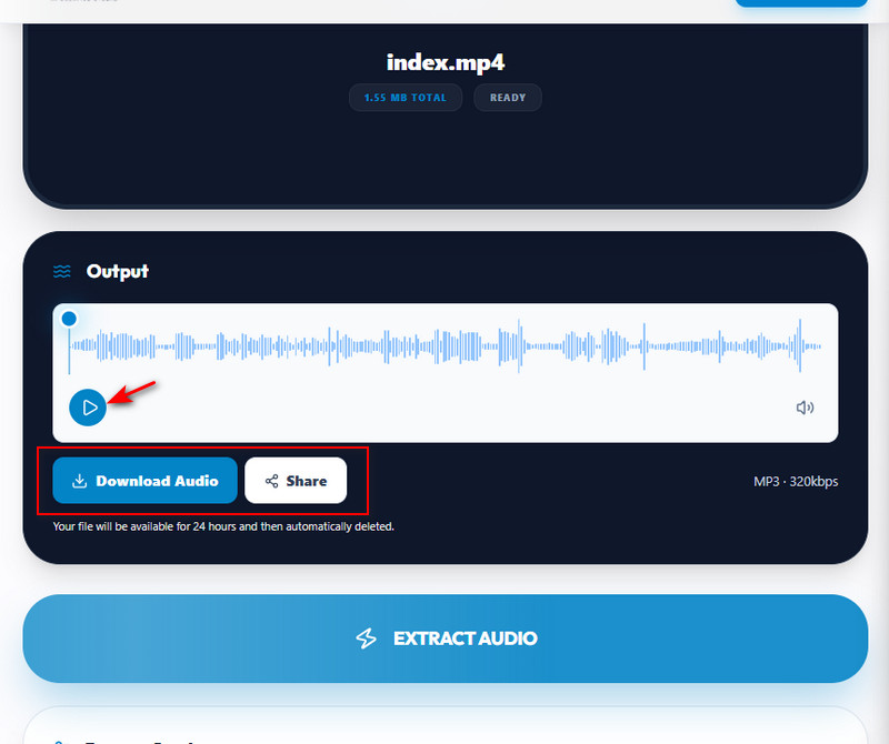 download the extracted audio