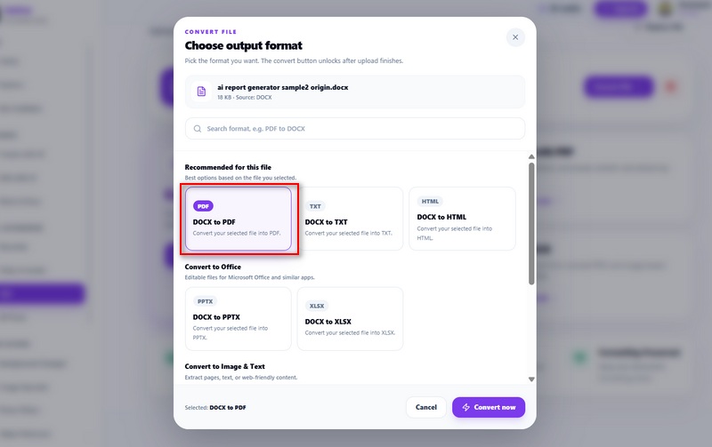 select output format
