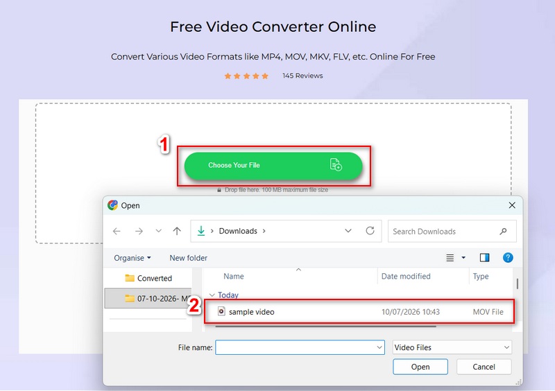 upload your video file